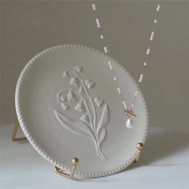 金アレ対応 バロックパールチェーンネックレス (0286)