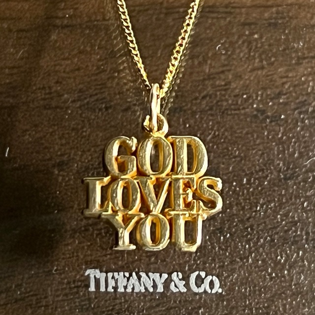 VINTAGE TIFFANY & CO. "GOD LOVES YOU" 14K Gold Charm Necklace | ヴィンテージ ティファニー "GOD LOVES YOU" 14K ゴールド チャーム ネックレス