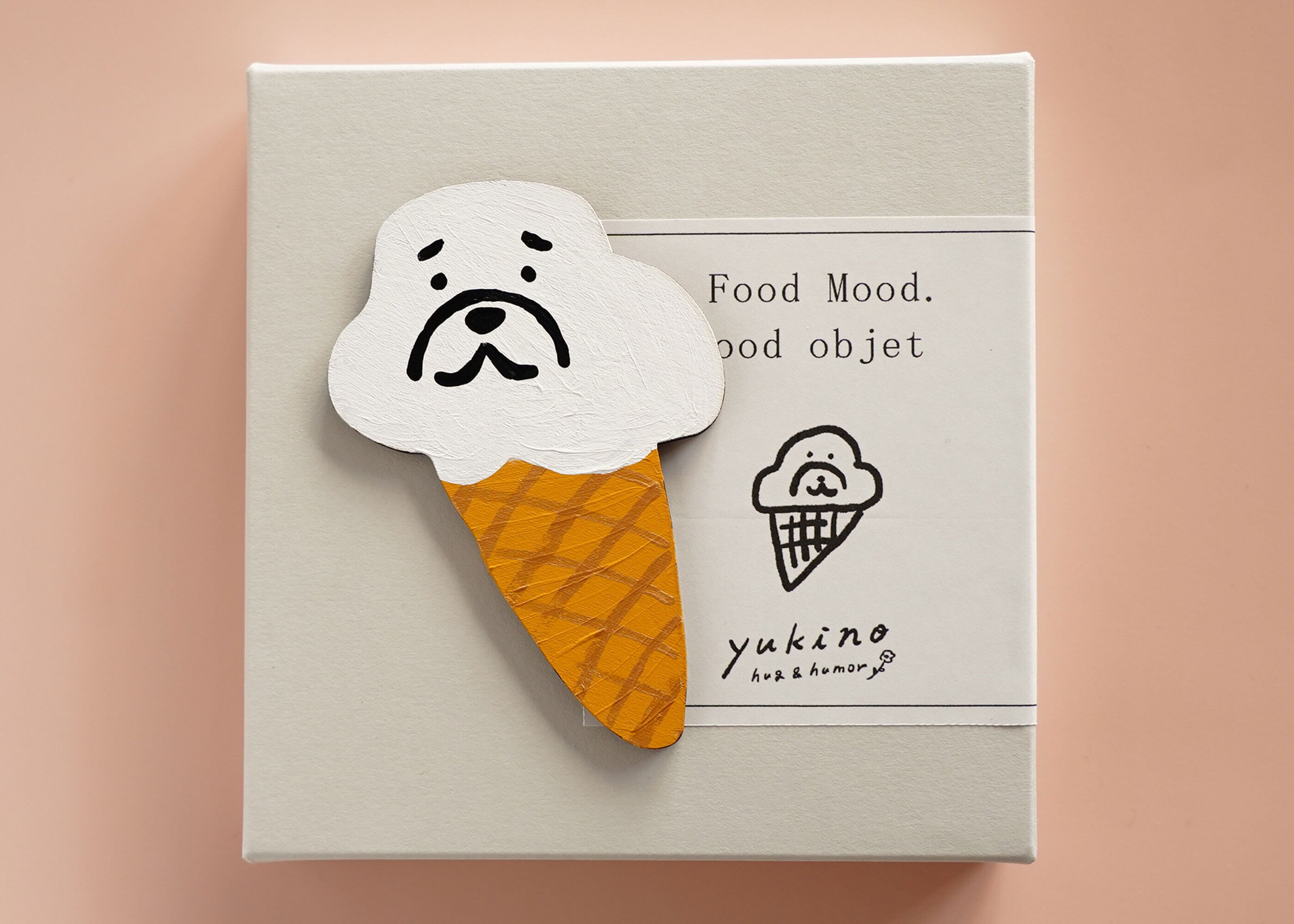 wood objet 原画 小「アイス犬」困り顔