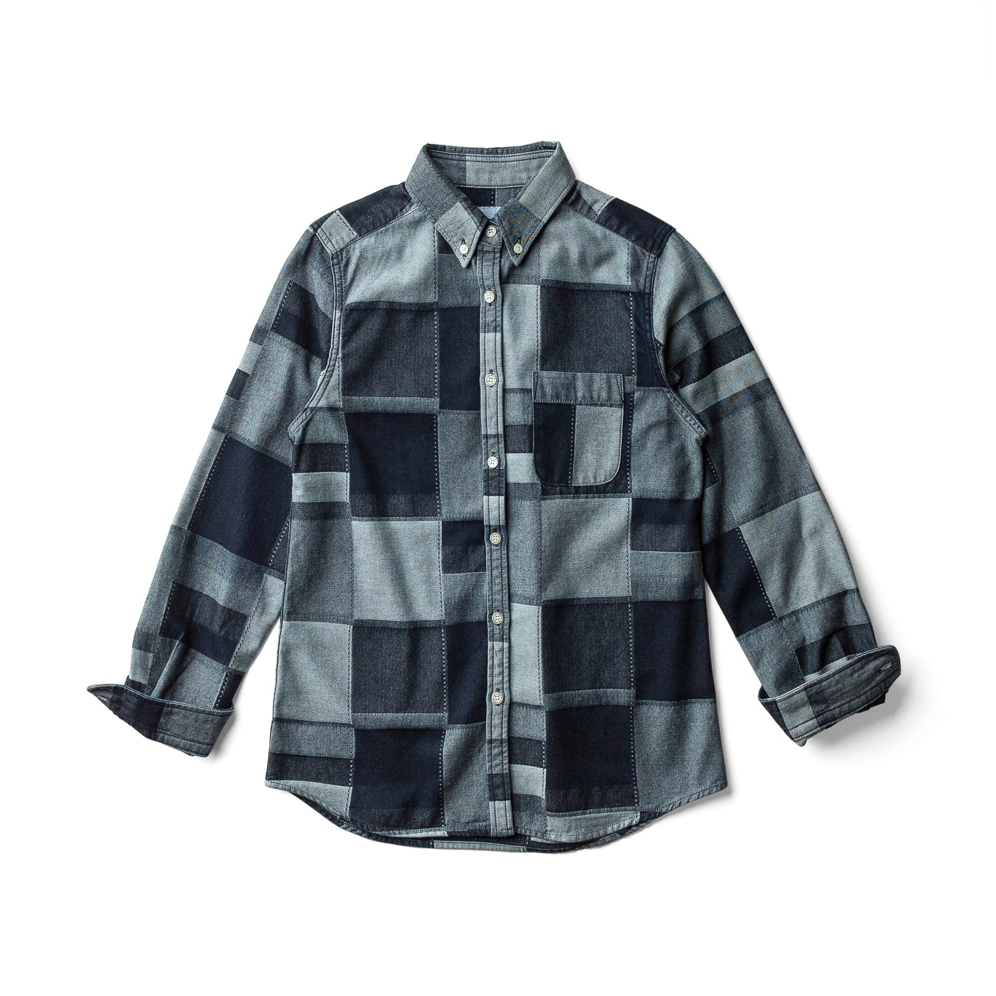 パッチワーク風シャツ(W) ネイビー | EDGE OF LINE|ONLINE STORE パッチワーク風シャツ(W) ネイビー | EDGE OF LINE|ONLINE STORE