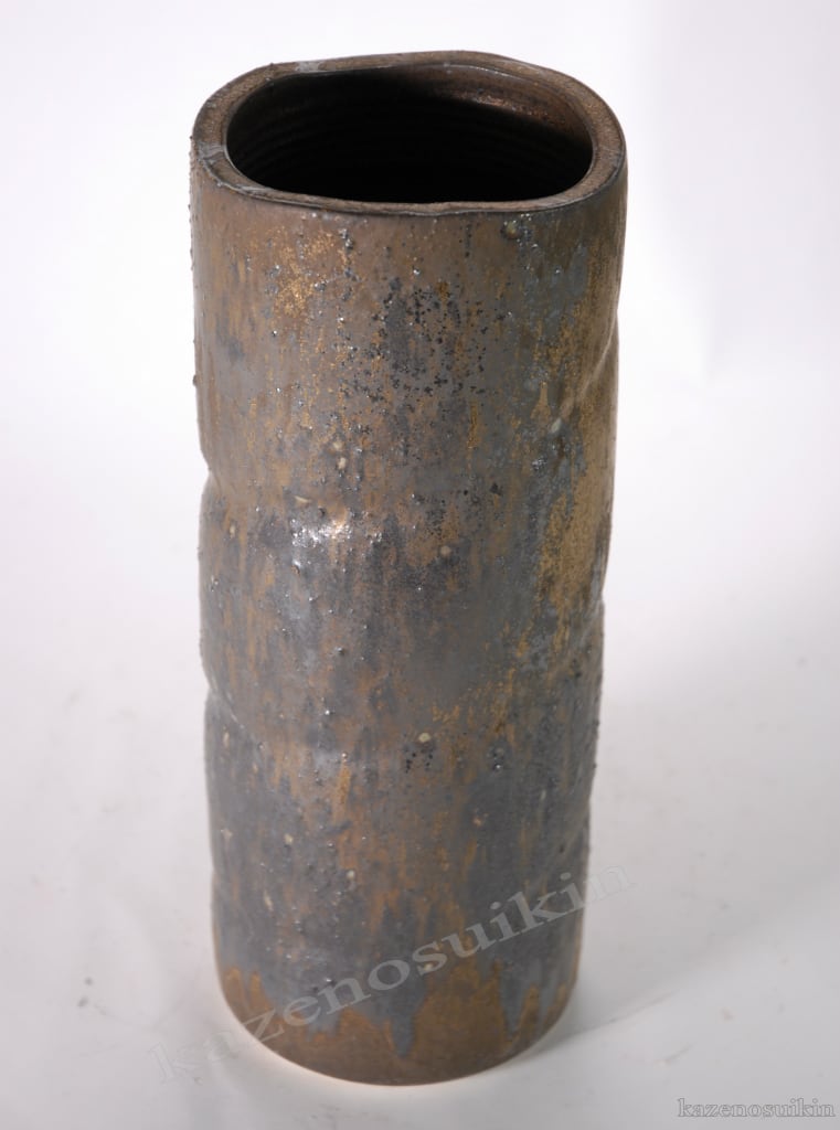 花器　焼物 岩石ひねり寸胴花入 10号 （信楽焼き・花瓶・花入れ・花器・壺・壷