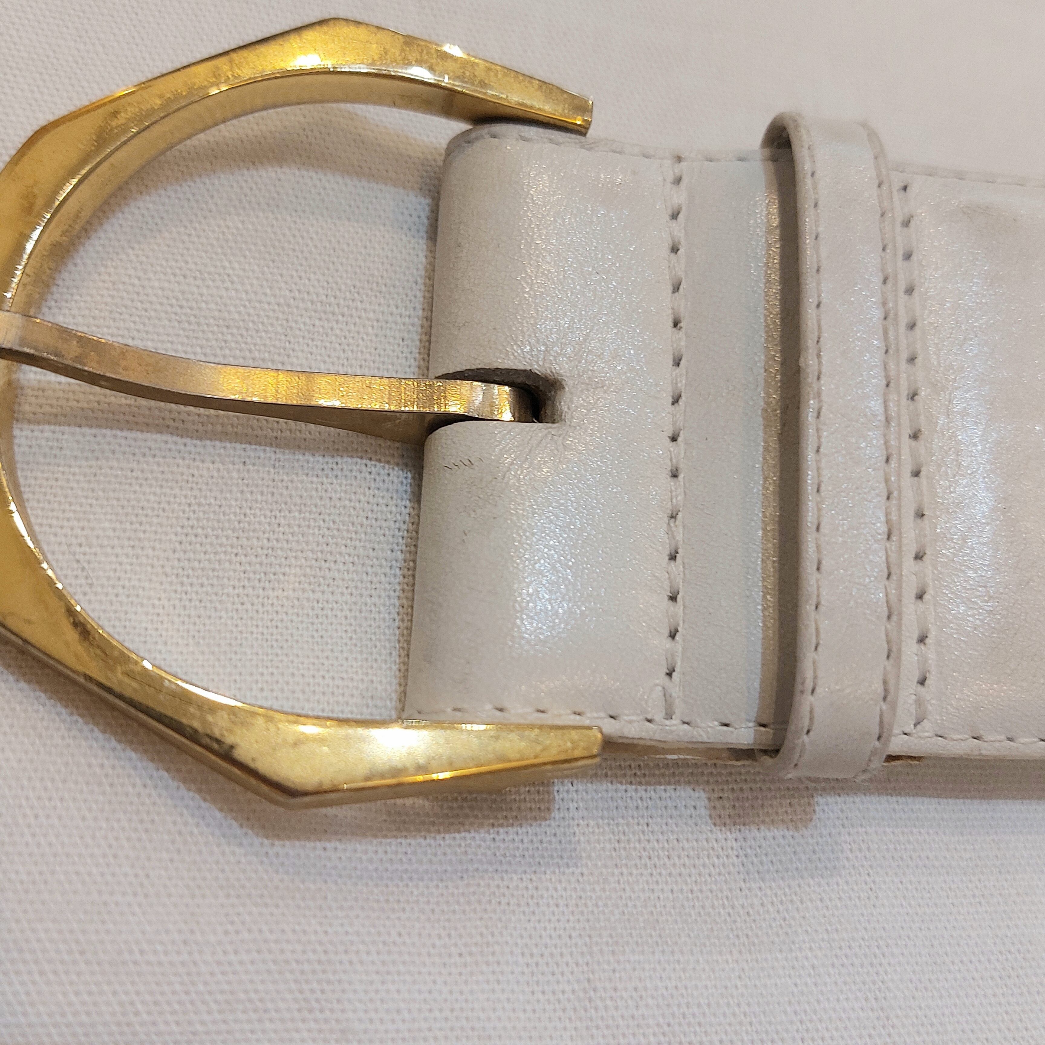 CHARLES JOURDAN Two-tone leather belt / Made in France[c-350]
