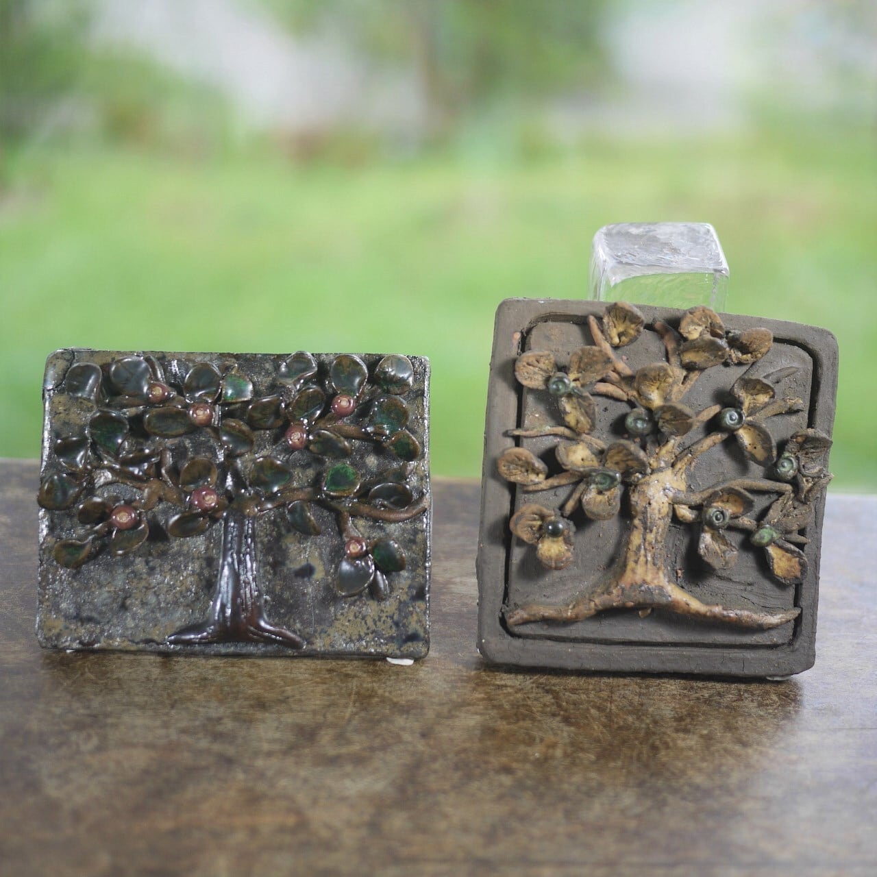 陶板2個 壁掛飾り 命の木 ミニサイズ 北欧デザイン