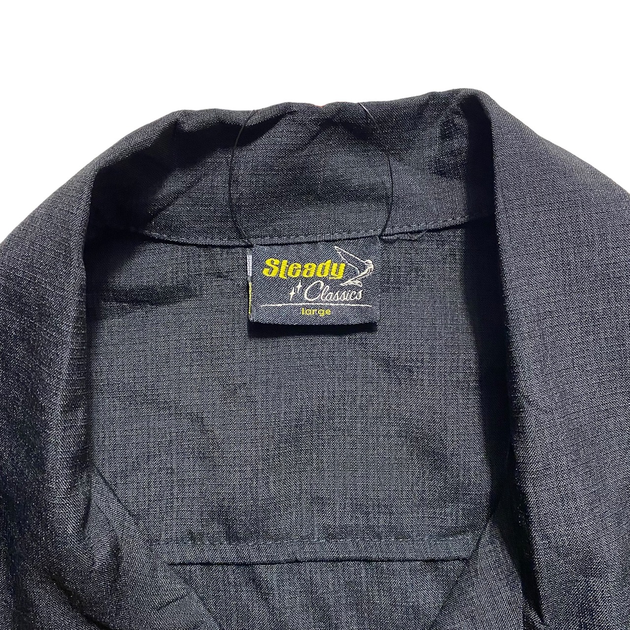 old bird embroidery panel switching open collar shirt