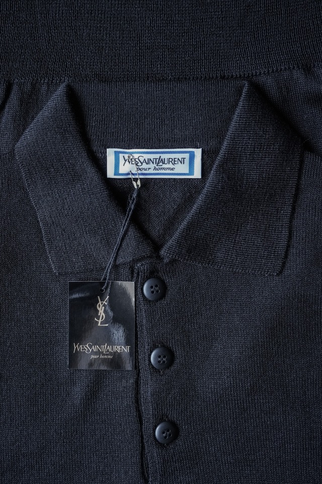 【DEAD-STOCK】90's "Yves Saint Laurent" knit Polo Shirt (Size:3)