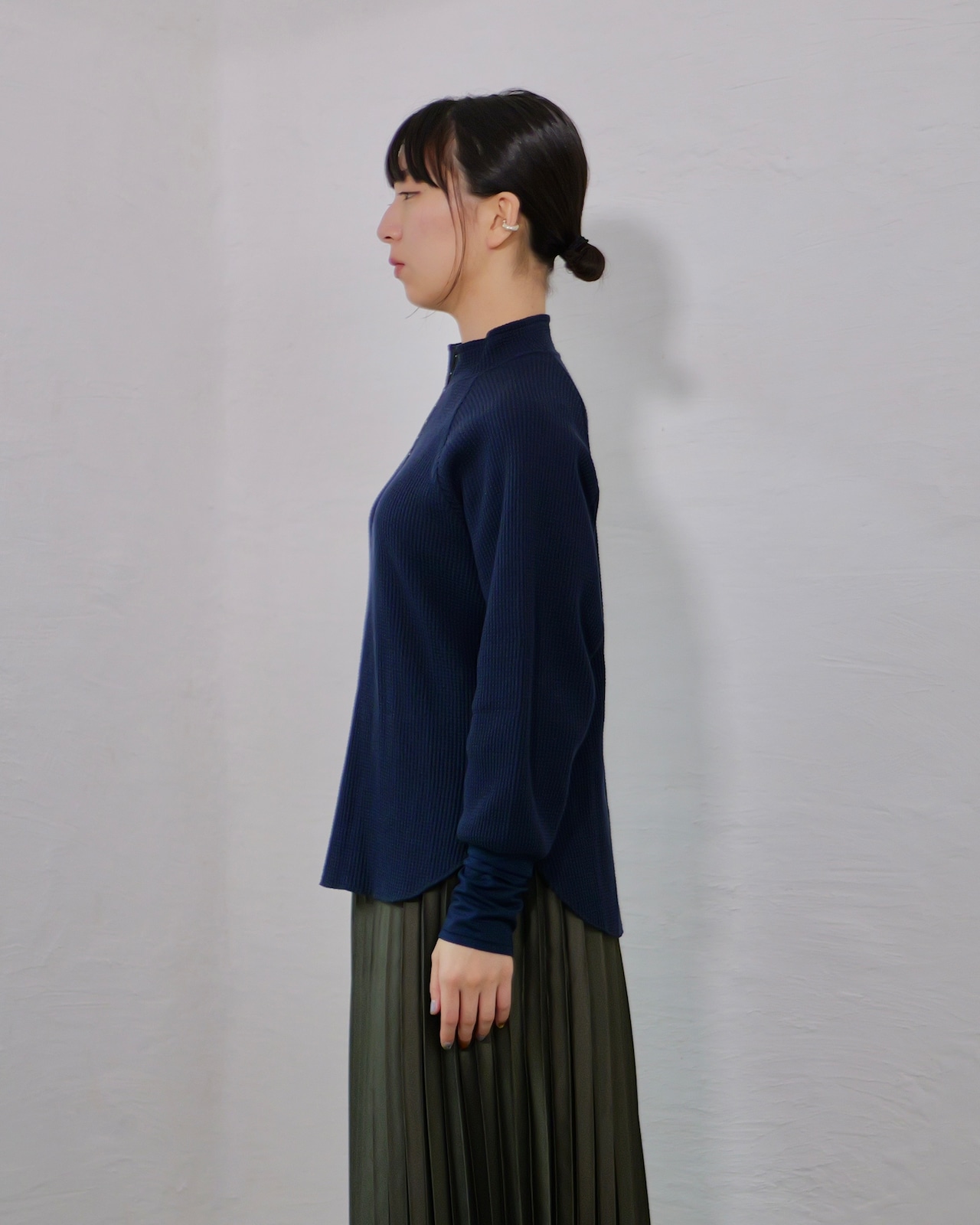 RITSUKO KARITA - Louise Hook Thermal Top :Navy|メタルフック/コットンサーマル/ユニセックス