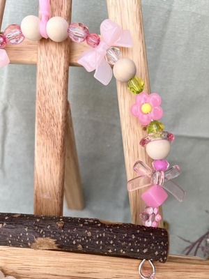 MIRAI-UP Bird+ オリジナル 小鳥のブランコ(M)　 栗の木 ブランコ　 ピンク系　