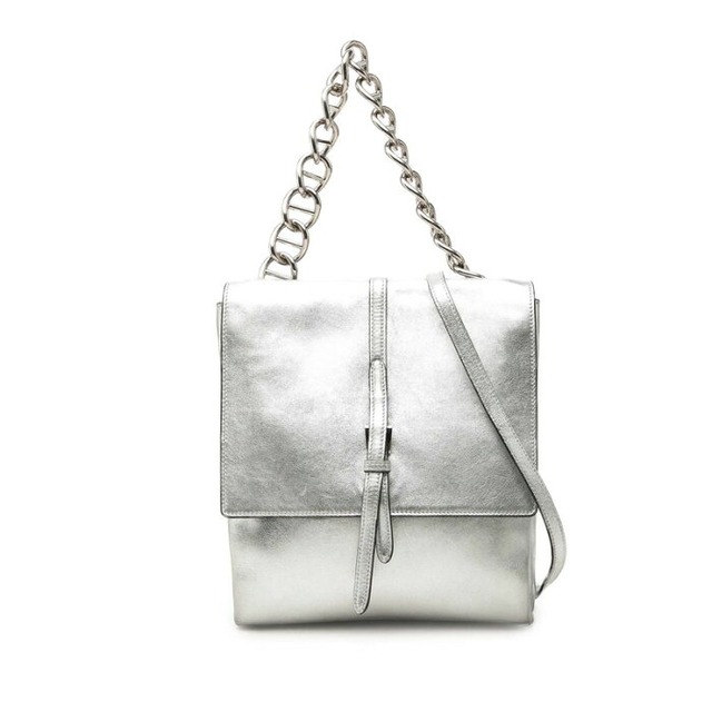 プラダ チェーン ハンドバッグ ショルダーバッグ 2WAY シルバー レザー レディース PRADA 中古