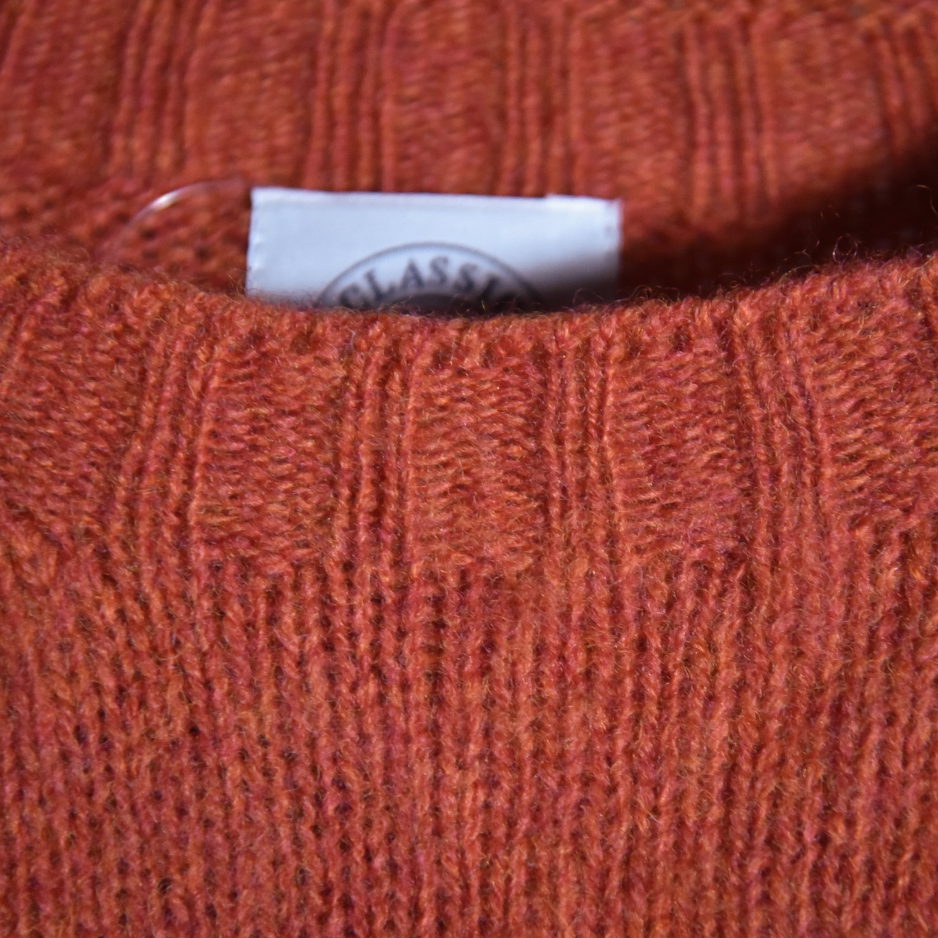 BRICK Shaggy Dog Shetland Wool Knit Sweater Crew Neck FLAME