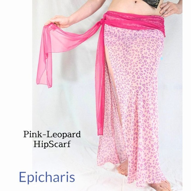 【4/30入荷致しました】ピンク レオパード柄 ロングタイプ インナーパンツ付き ヒップスカート 2415 ヒップスカーフ