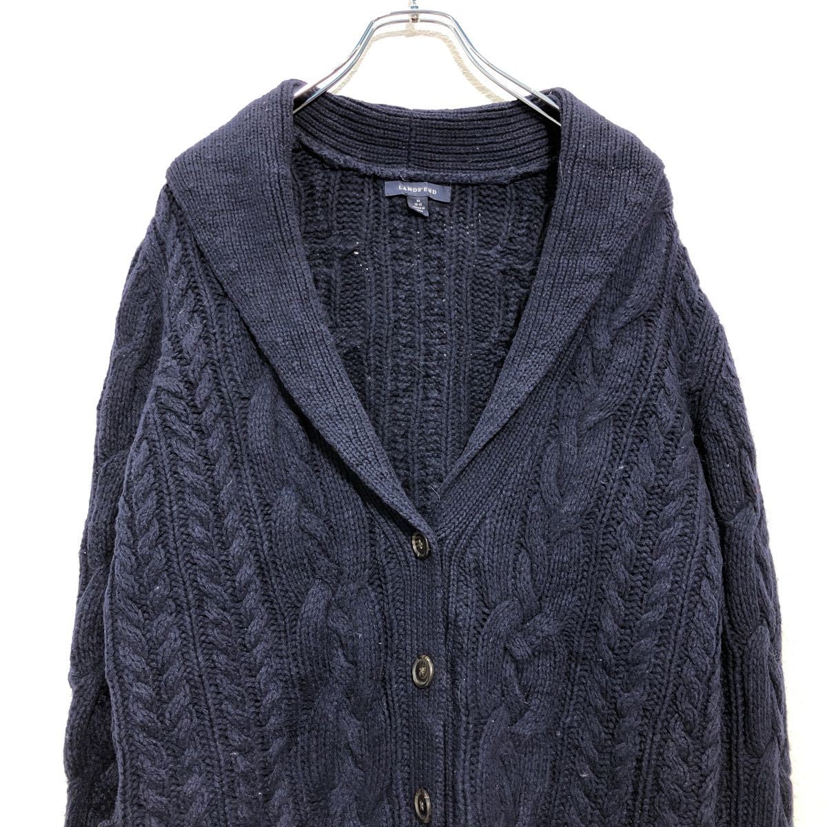 カシミヤ100％ 未使用 カシミア 100% ランズエンド カーディガン 丸首 