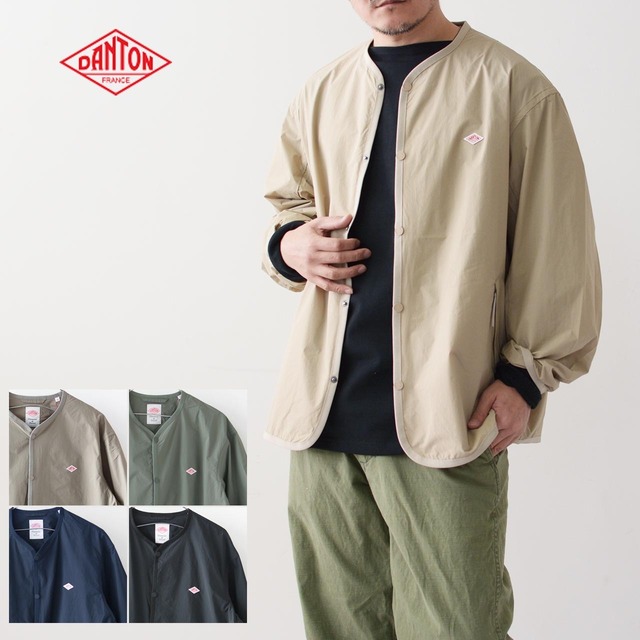 DANTON [ダントン] MEN'S NYLON TUSSER COLLARLESS JACKET [DT-A0280NTU] ナイロン タッサー カラーレス ジャケット・アウター・メンズ・男性用・MEN'S [2023SS]