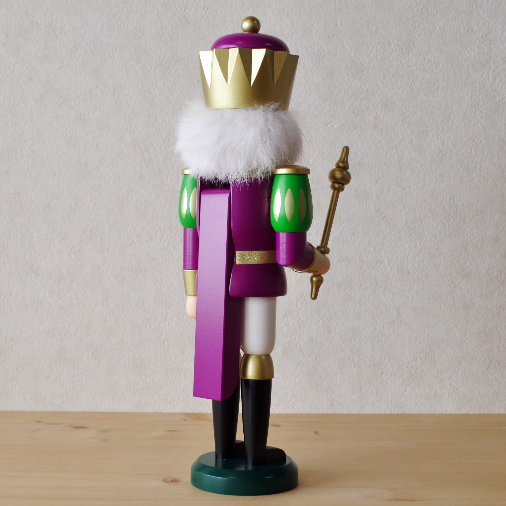 くるみ割り人形 王様 パープル×グリーン 40cm | 木のおもちゃ専門店