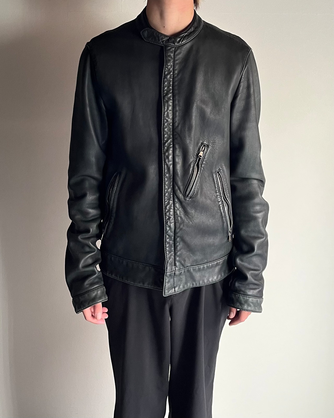 【DOLCE&GABBANA】lamb leather single riders jacket