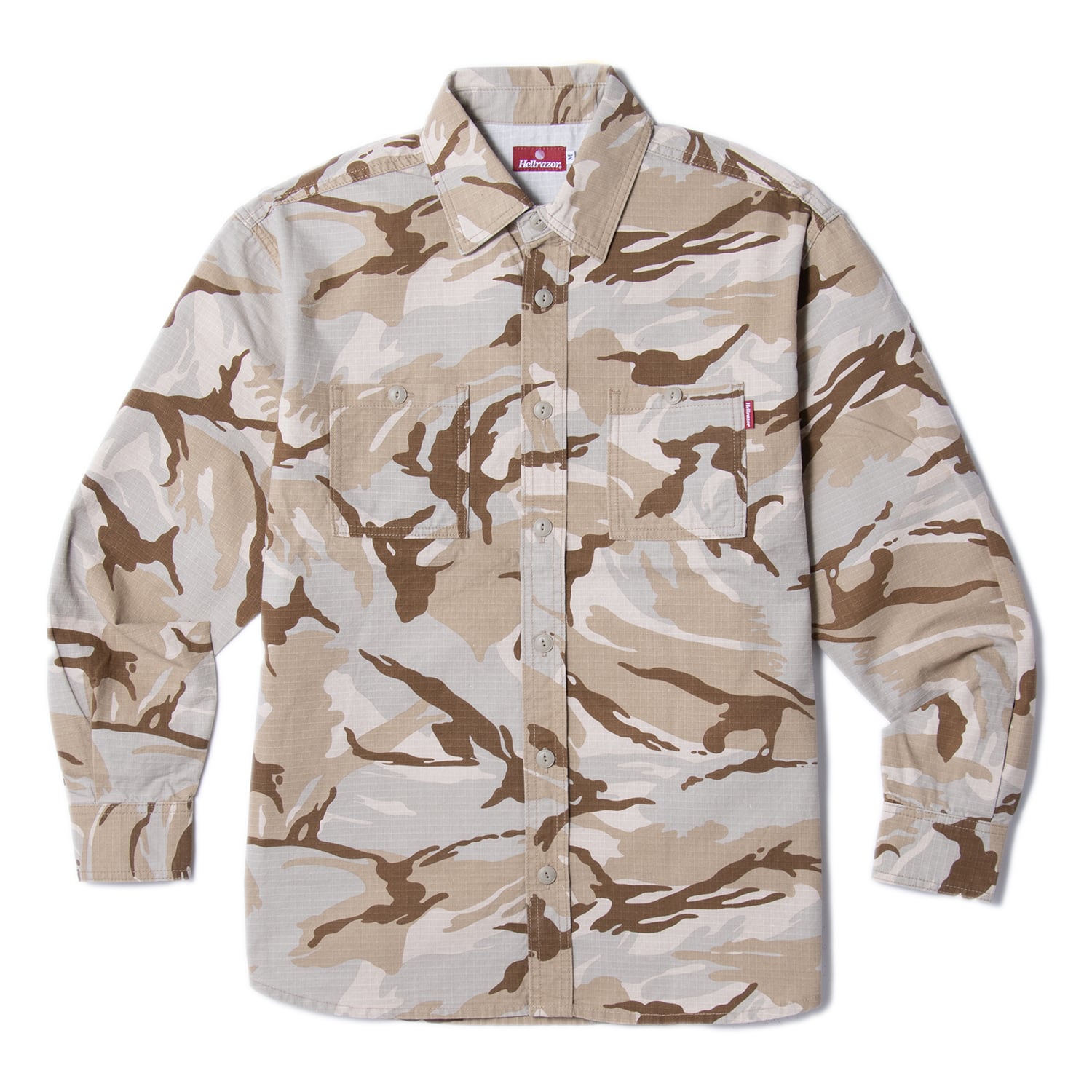 HELLRAZOR|WASHED WORK SHIRT -SAND CAMO- "送料無料"