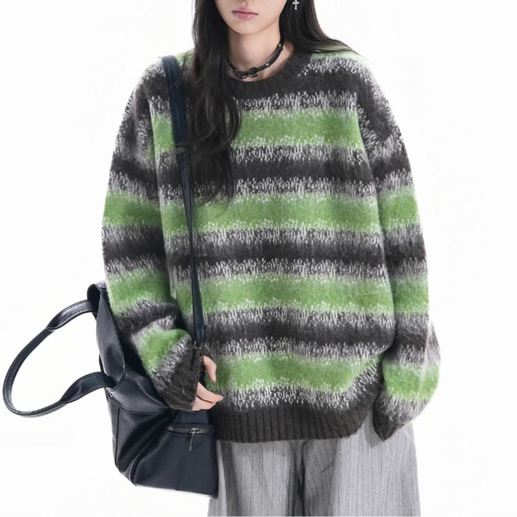 ボーダー柄 オーバーサイズ ニット ◆3col L00209