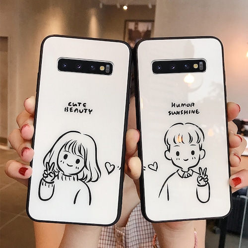 ペア用 Galaxy S10+/S9+/note9/s8+/note8ケース Girl Boy ハート iPhone11 Pro/11/xs/xr/8/8Plusカバー 可愛い 人気商品☆