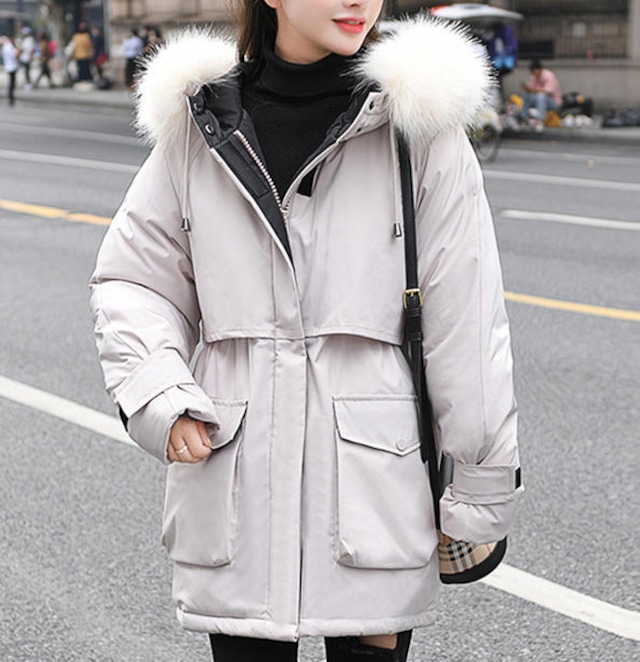 【送料無料】ベンチコート レディース おしゃれ ダウンジャケット ボア ハーフ 撥水 コート アウター 秋冬 きれいめ 通勤 厚手 薄手 ウール ゆったり ファー 軽い 暖かい フード付き 上品 30代 40代 ベージュ グレー ブルー ブラック OU-118R