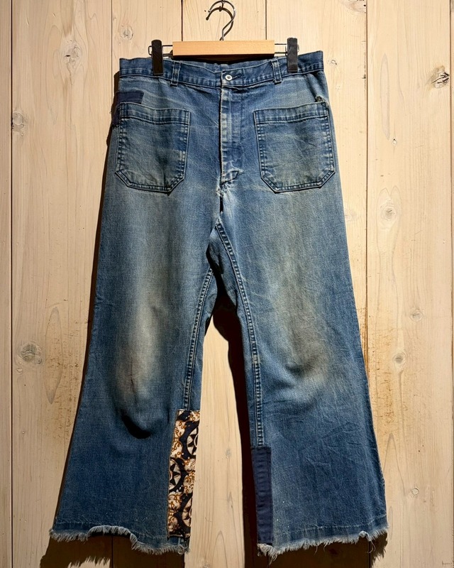 【a.k.a.C.a.k.a vintage】70's〜80's Patch Custom Vintage Denim Marine Pants