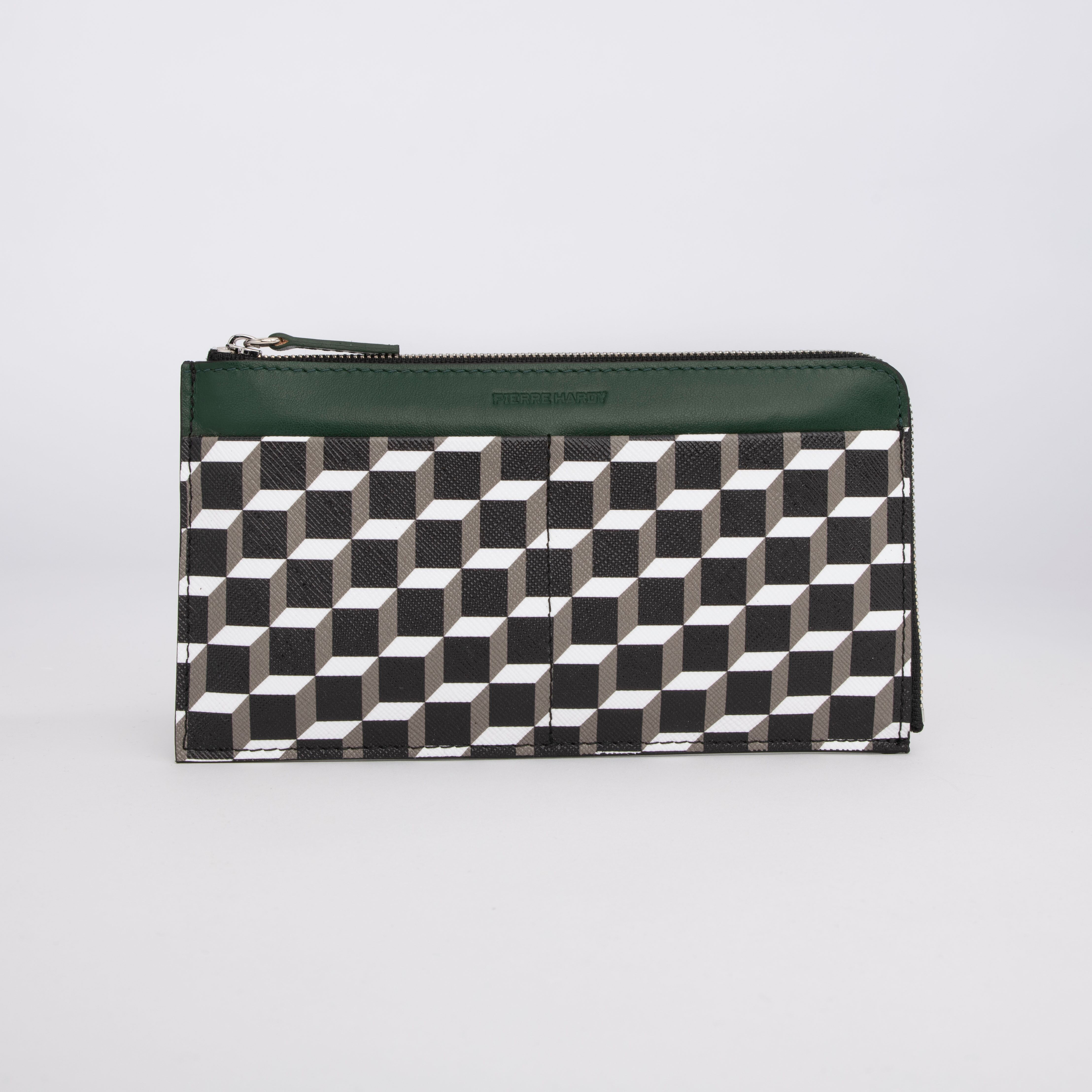 PIERRE HARDY MAXI WALLET BLACK WHITE DARK GREEN