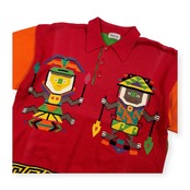 希少 FICCE YOSHIYUKI KONISHI フィッチェ ヨシユキコニシ マルチデザイン 半袖 ポロ コットンニット セーター /ビンテージ