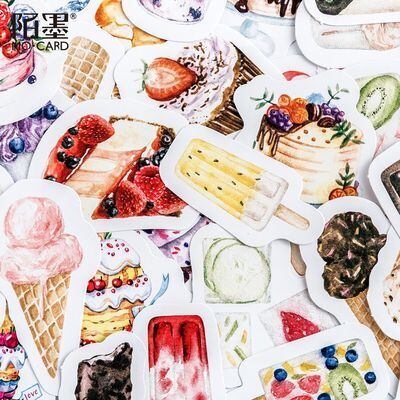 ビンテージ系シール 彩り豊かな夏の日 45枚 海外製 スイーツのフレーク
