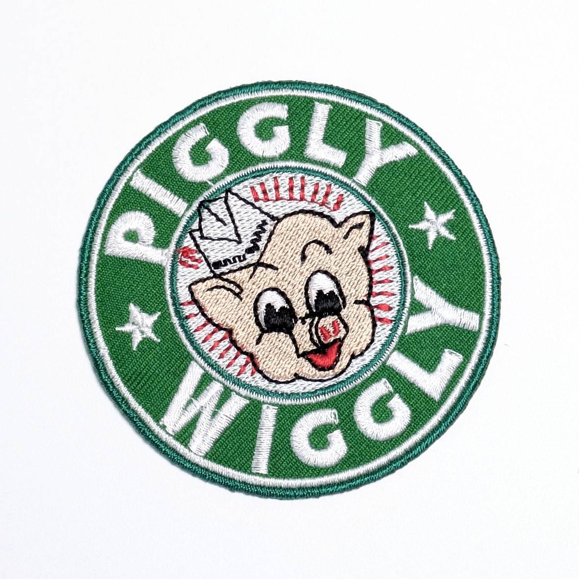 送料無料！ ★刺繍アイロンワッペン★【 Piggly Wiggly（ピグリーウィグリー）】 〚アメリカン雑貨 アメトイ〛