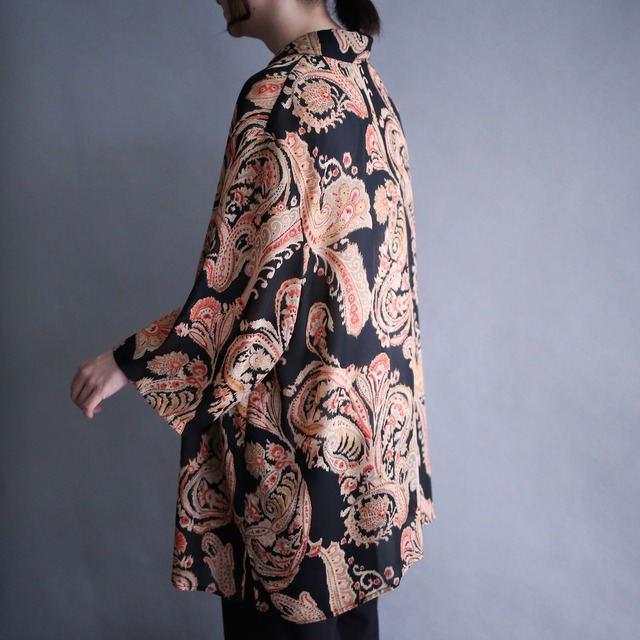 paisley pattern wide over silhouette h/s see-through shirt