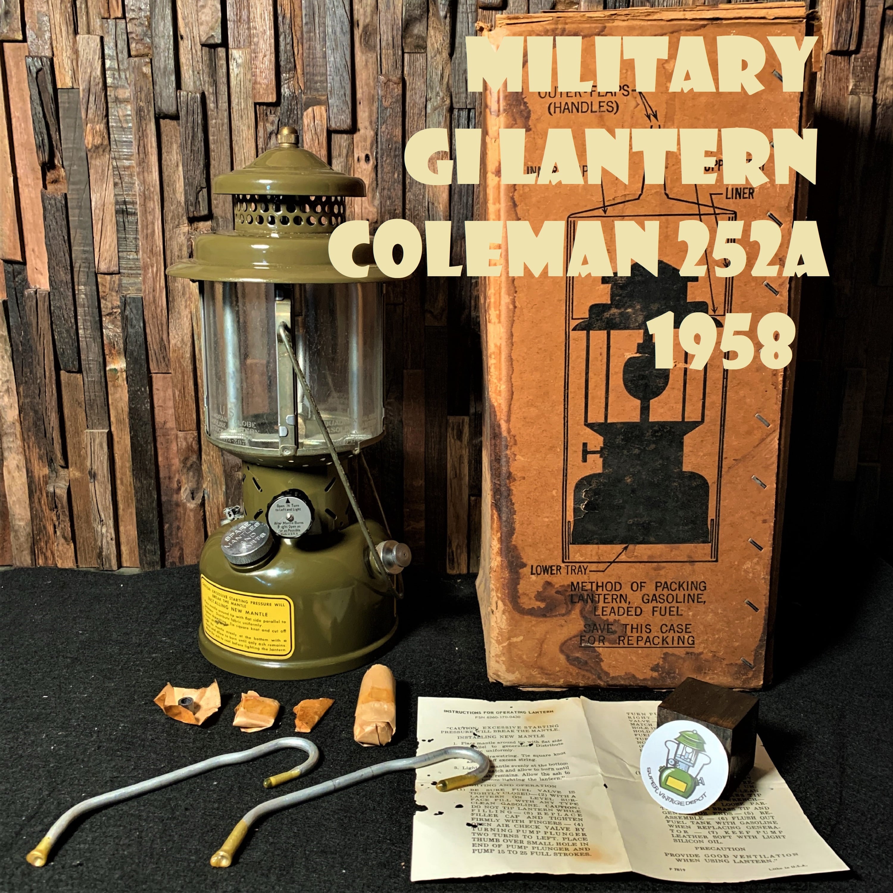 コールマン 252A デッドストック品 NOS 1958年製造 ミリタリー GI ランタン COLEMAN ビンテージ 完全分解清掃 メンテナンス  クリーニング済 50年代 箱付き フルセット | スーパービンテージデポ【Super Vintage Depot】