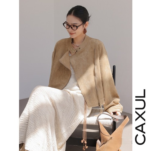 フェイクスウェード スタンドカラージャケット/2color