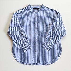 Cotton Broad Band Collar Stripe Shirt