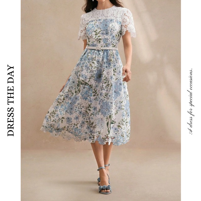 フローラルレースワンピース W0023