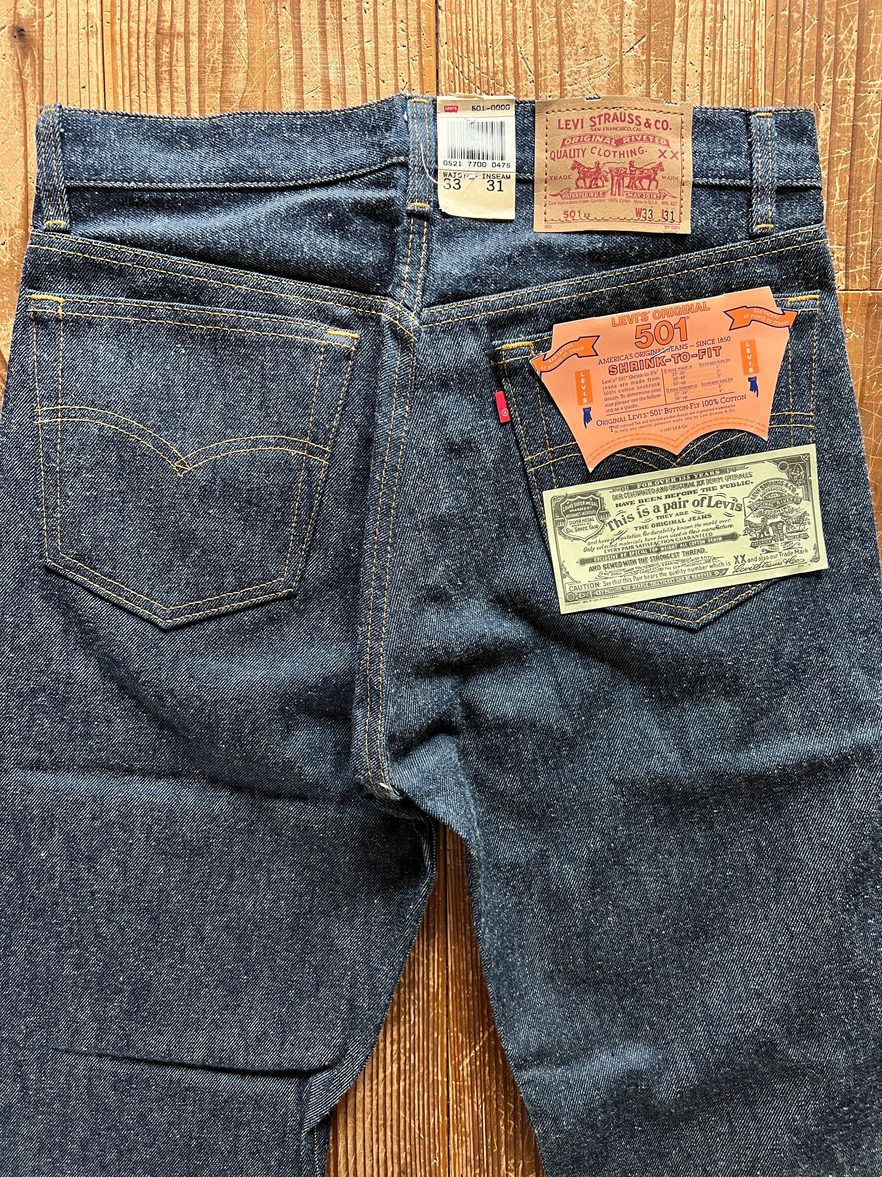 80&#039;s Levi&#039;s 501 デニムパンツ DEADSTOCK 表記(33×31) USA製