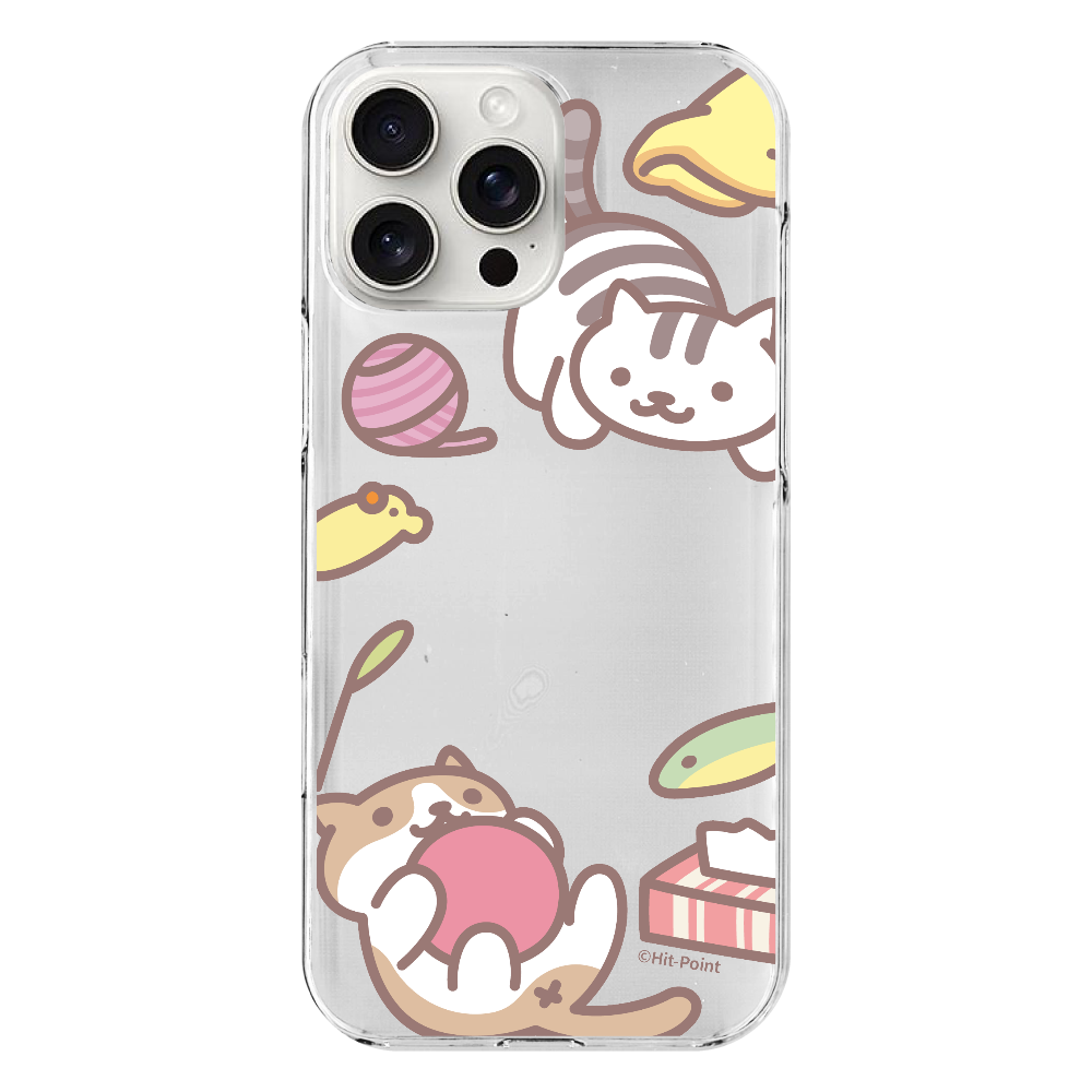 【iPhone16 Pro Max】【ねこあつめ(ボールあそび)】スマホケース クリアタイプ
