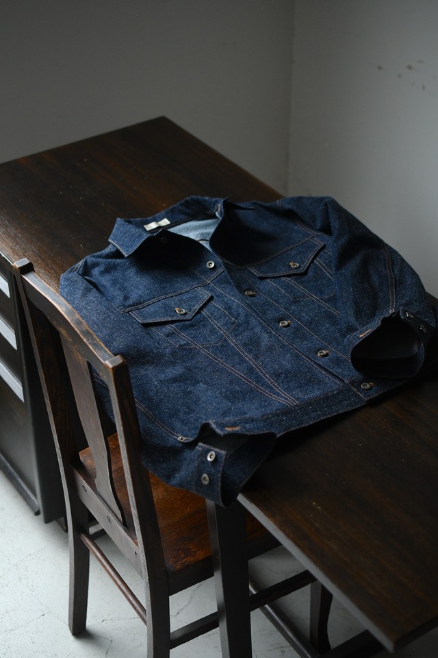 Cale / Cotton Silk Denim Jacket (Blue)