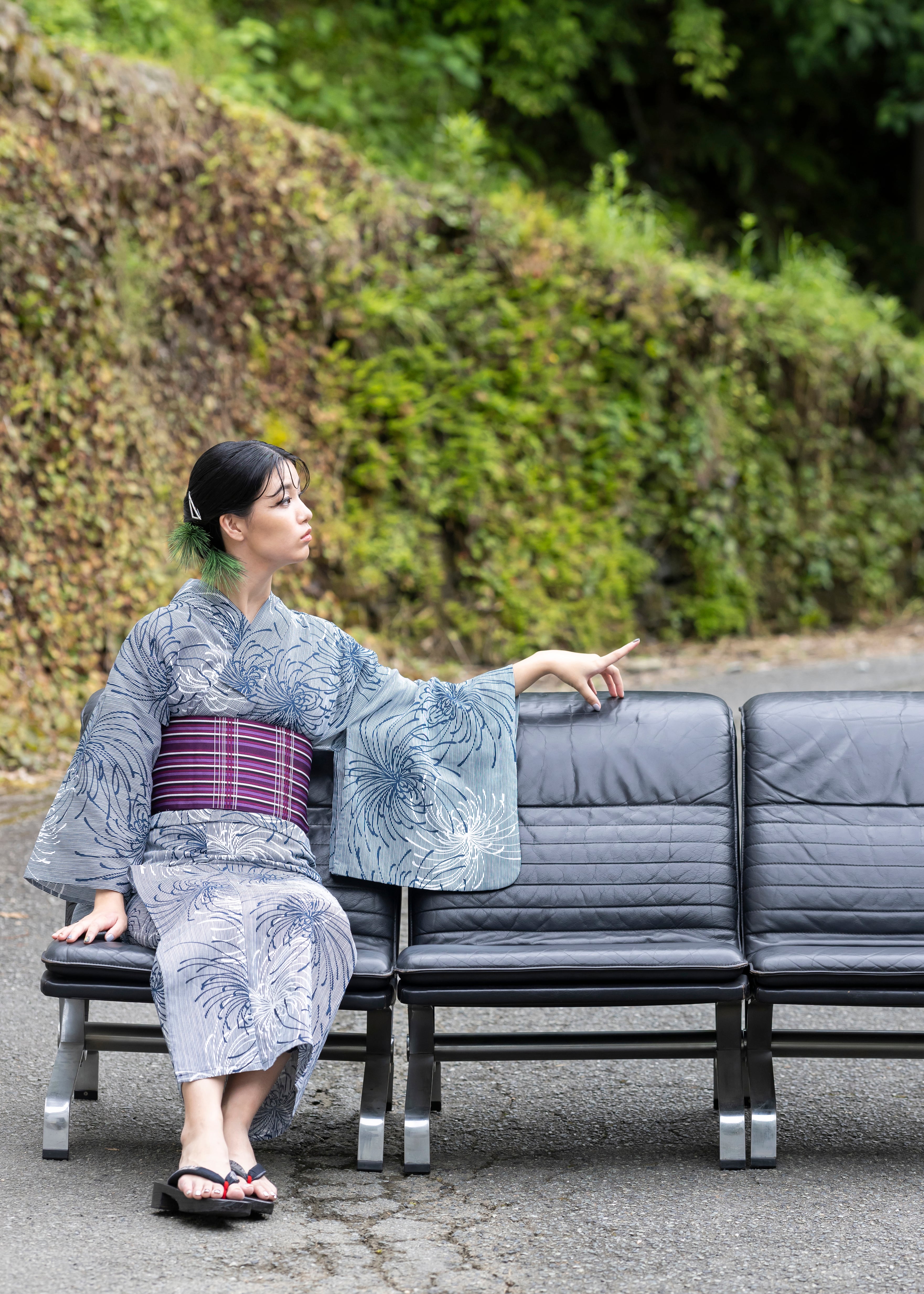 浴衣 単品（レトロ 彼岸花 糸菊 紺 綿麻） | KIMONO CHOYA［きもの蝶屋］