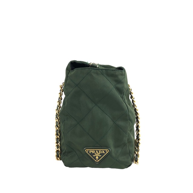 PRADA プラダ ショルダーバッグ カーキ トライアングルロゴ ナイロン キルティング チェーン vintage ヴィンテージ オールド 3yyadt