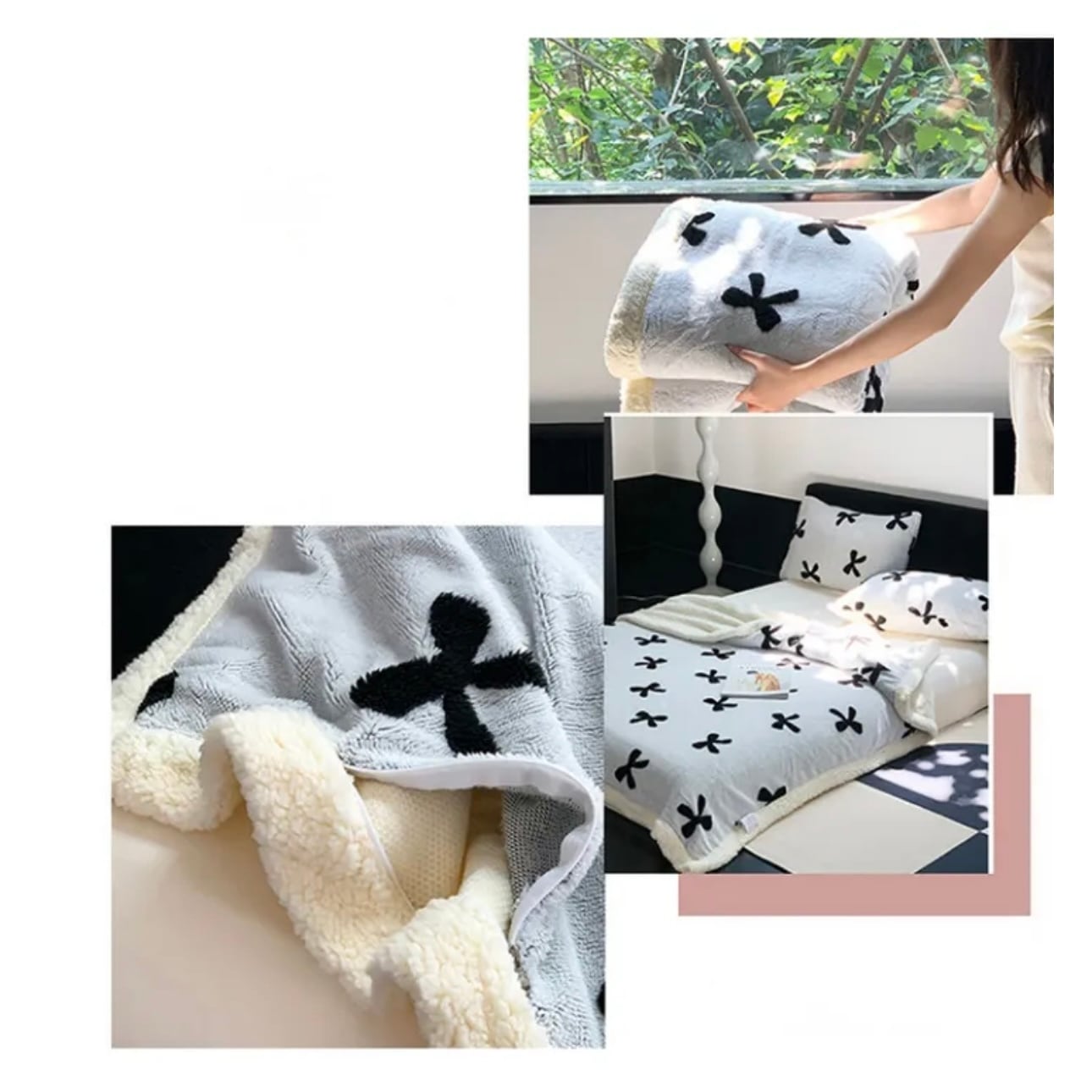 classic ribbon blanket 3colors 2size / クラシック リボン