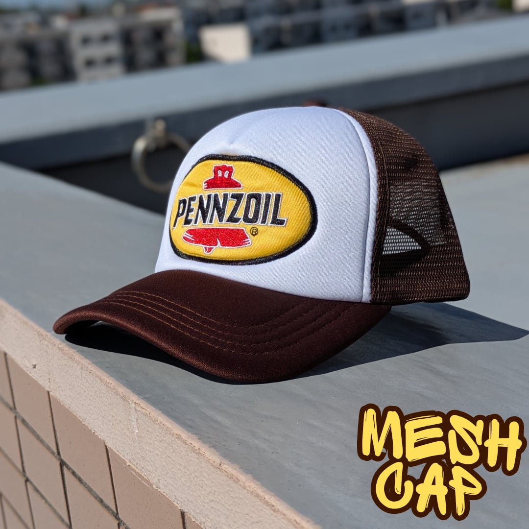 【 Mesh Cap / メッシュキャップ 】 Pennzoil（ペンズオイル / ペンゾイル）/ BROWN / レーシングキャップ / ベースボールキャップ 〚アメリカン雑貨 アメトイ〛