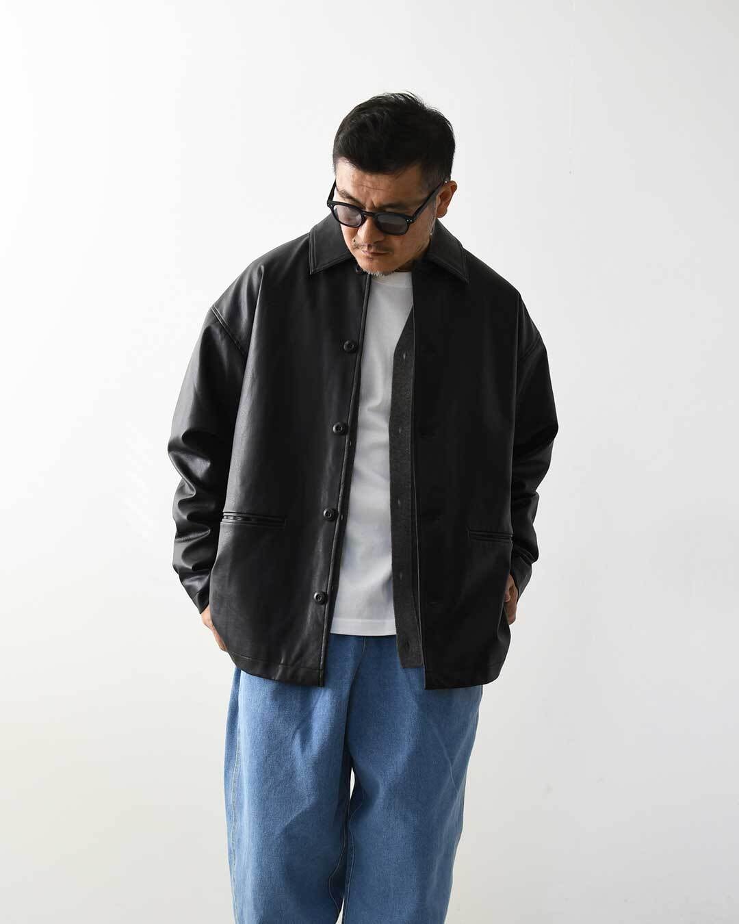 meltum [メルタム] SYNTHETIC LEATHER HALF COAT [MTM-JK-0364-26