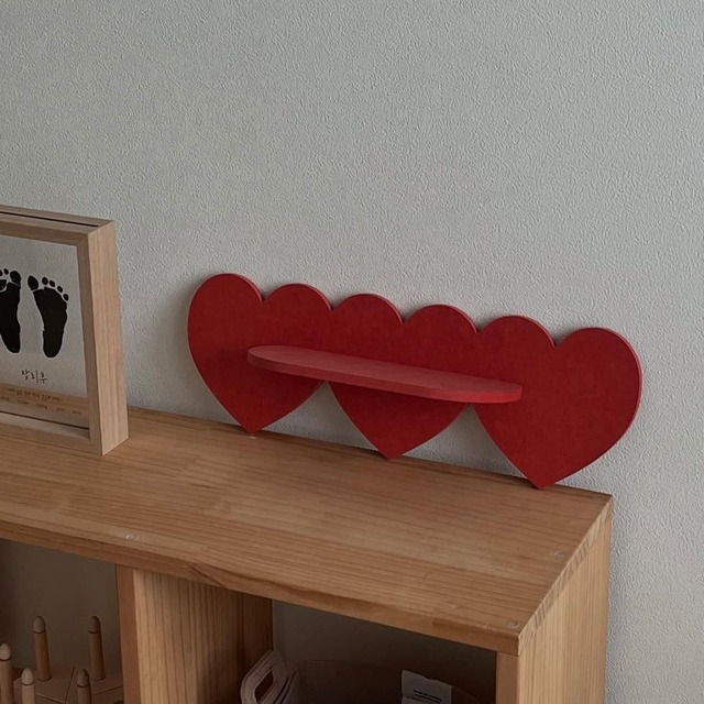 【即納】Triple Heart Wall Shelf (Red)