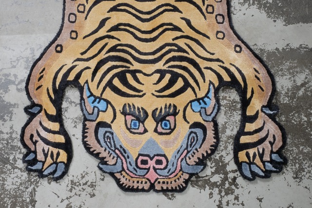 Tibetan Tiger Rug 《Sサイズ•シルク・シャンパンゴールド098》チベタンタイガーラグ