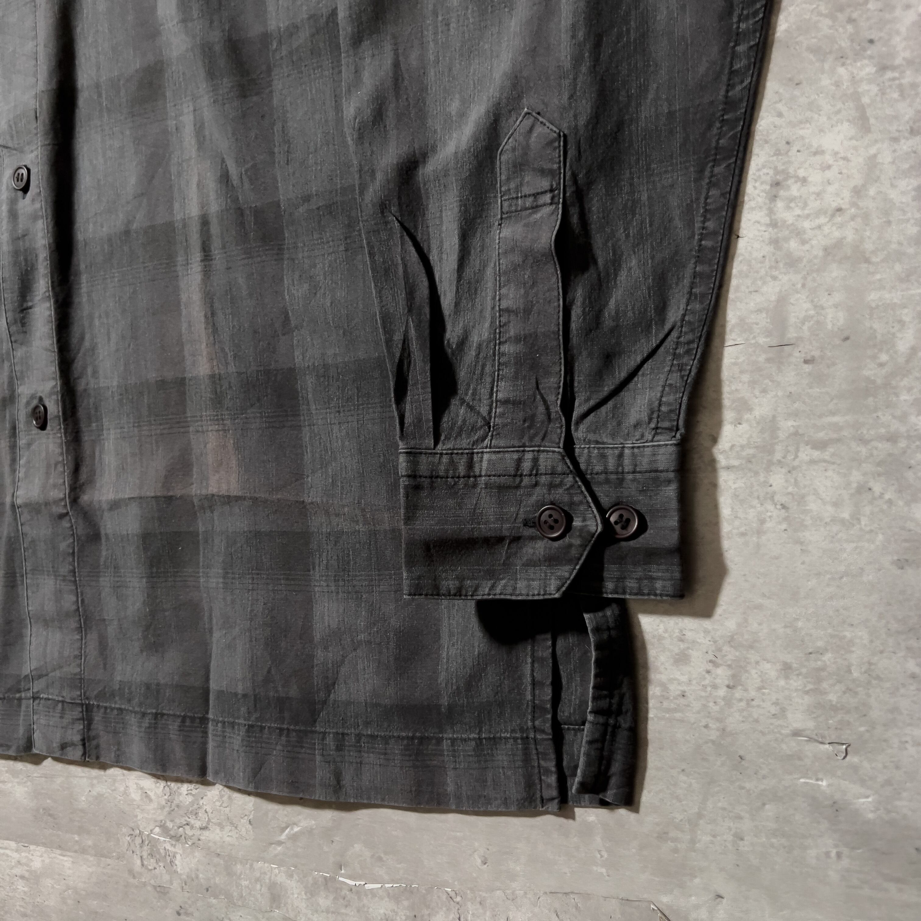 80s “ISSEY MIYAKE” 筆タグ gray color ombre check pattern shirt 80 