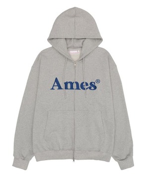 [AMES-WORLDWIDE] BASIC LOGO HOODIE ZIP UP GREY