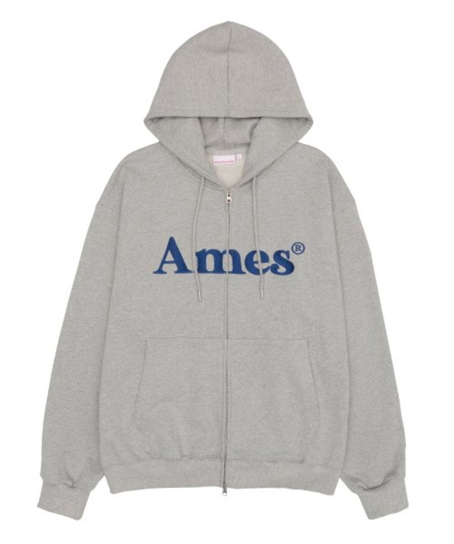[AMES-WORLDWIDE] BASIC LOGO HOODIE ZIP UP GREY