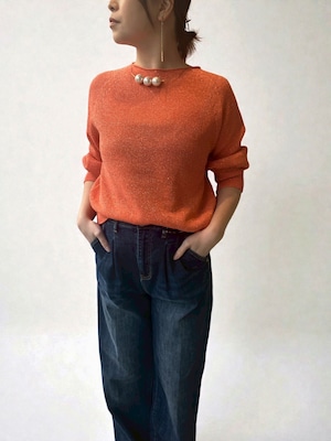 ラメカミファインプルオーバー(オレンジ)