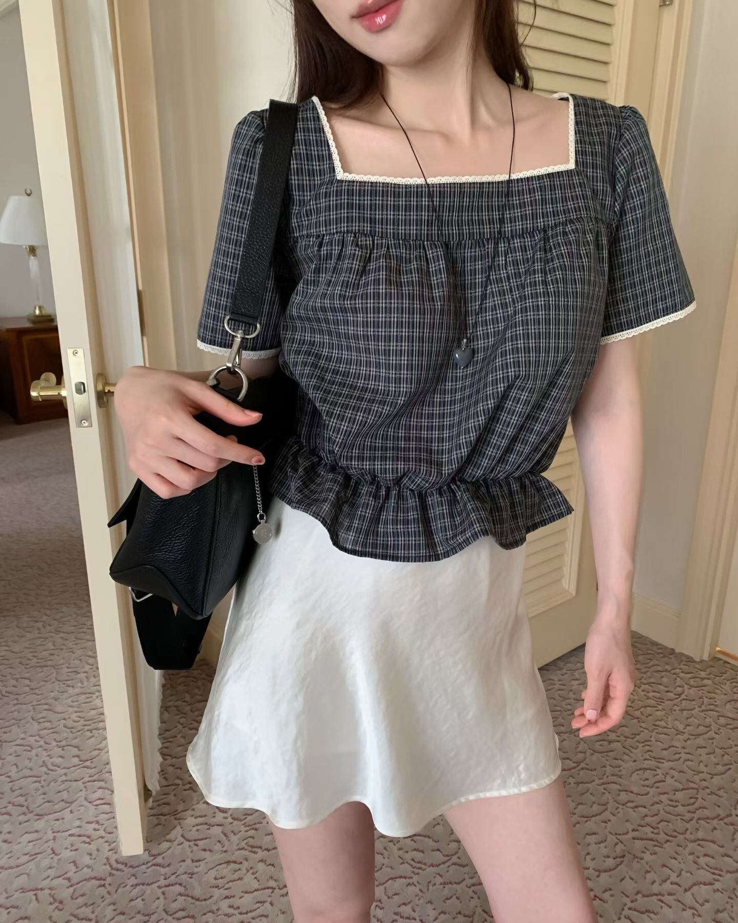 (予約)ezediary / Tico Check Blouse