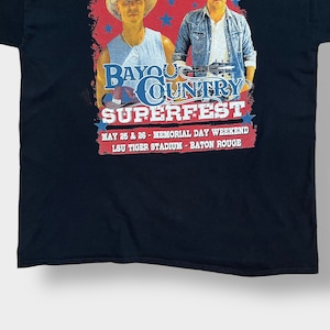 【FRUIT OF THE LOOM】音楽フェス バイユーカントリー Tシャツ バックプリント 両面プリント ロゴ 2XL ビッグサイズ bayou country fest カントリーミュージック イベント系  黒t 半袖 夏物 us古着