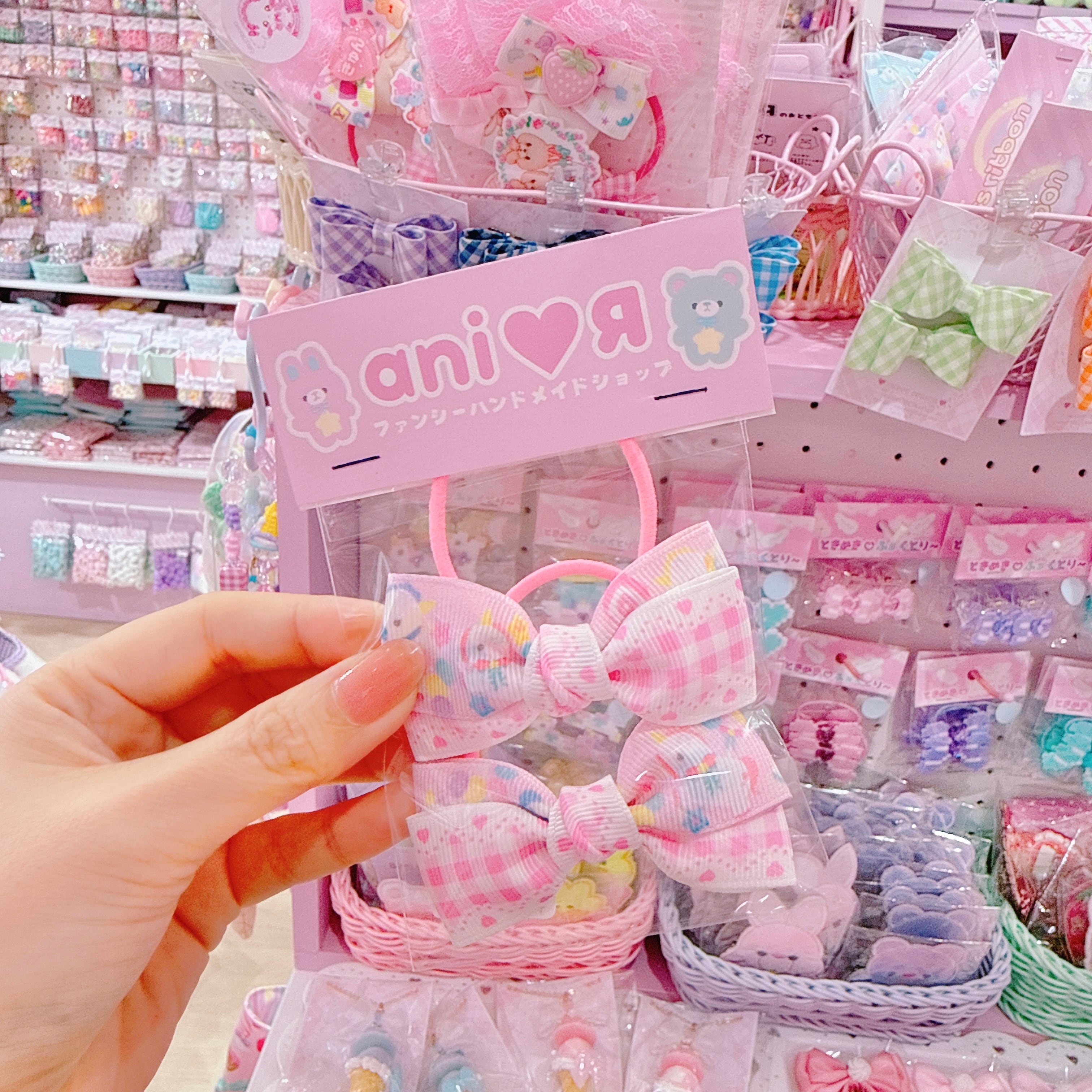 【R7】46-17ミニテレコリボンツインヘアゴム