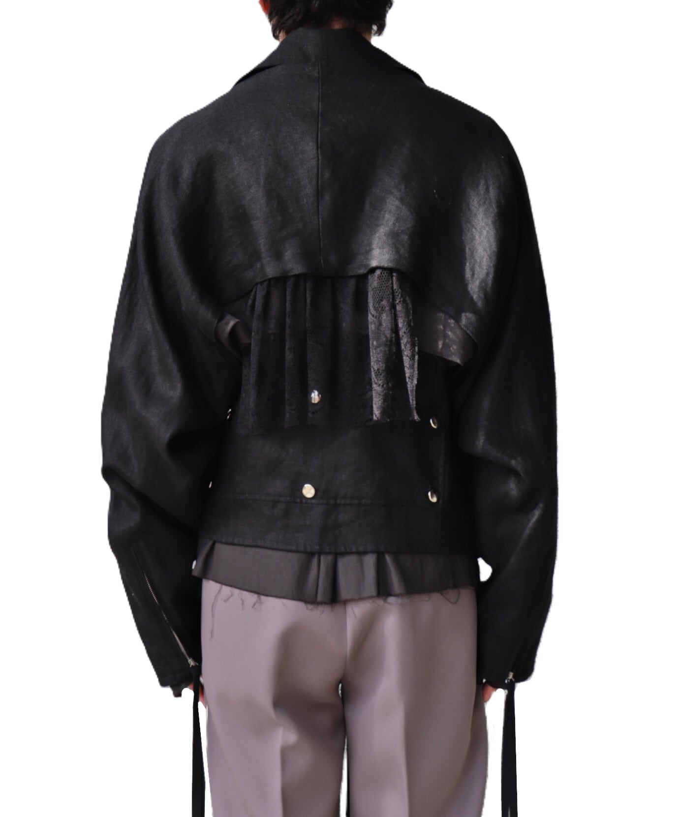 Midorikawa / MID25SS-JK04 LINEN DOCKING RIDERS JACKET (BLACK